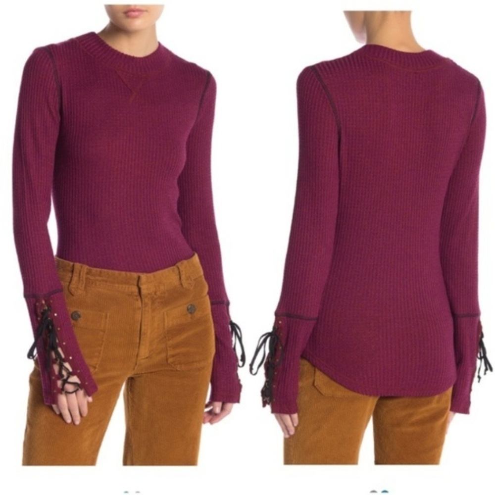 Free People women S Mountaineer cuff mock neck long sleeve dark academia preppy